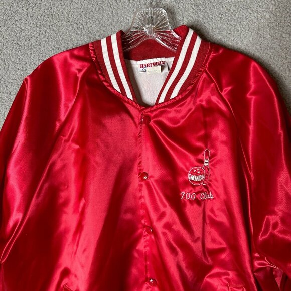 Vintage Hartwell Sports Red Satin Bomber Jacket XL USA Made 700 Club Bowling - Picture 5 of 14